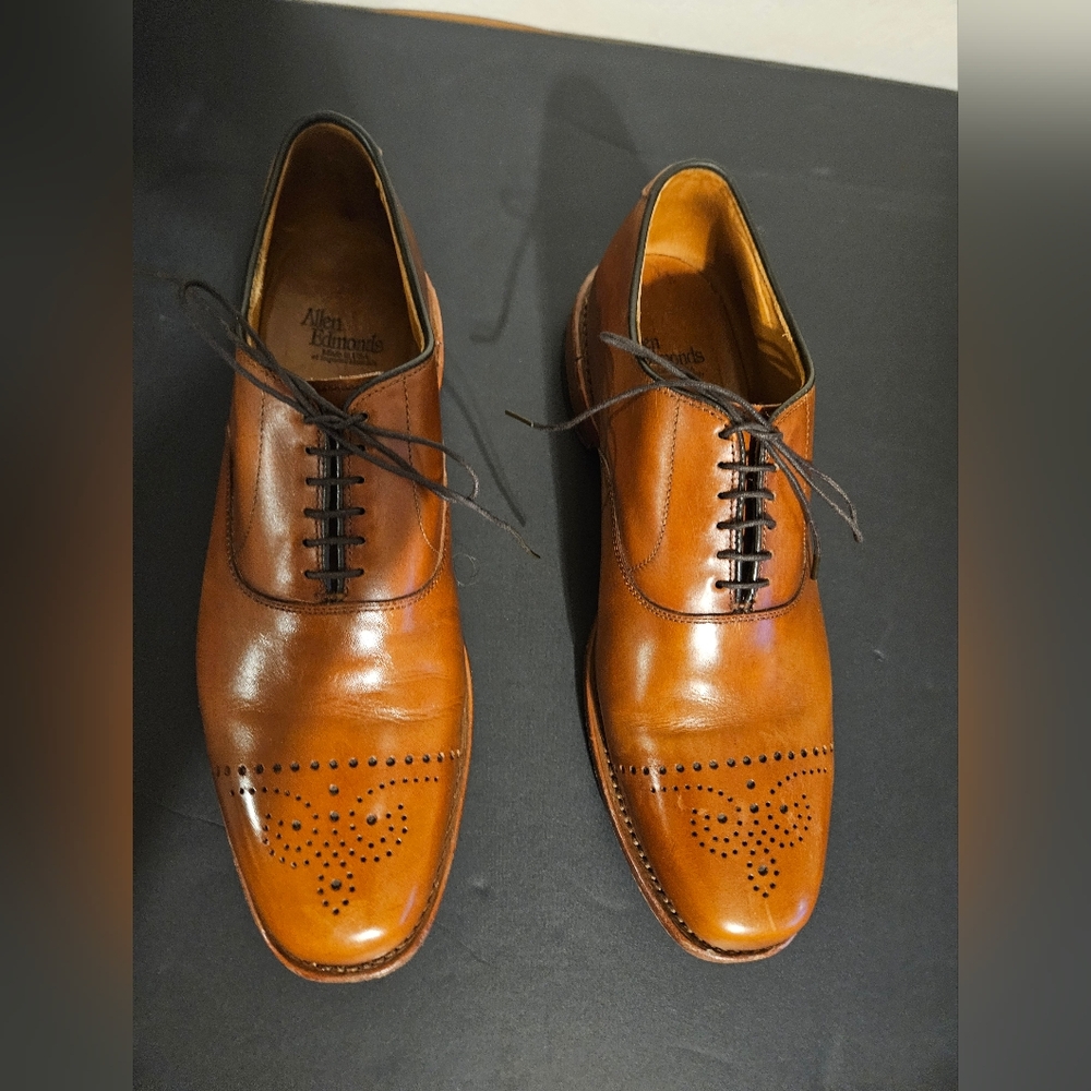 Allen Edmonds Dryden Brown Oxfords Shoes  Sz 9.5 D For Men Made In USA Very Good